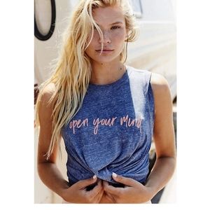 Free People Undertow Graphic Tank Eclipse Blue